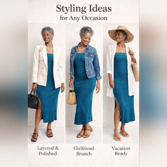 Future Collective Teal Blue Strapless Ribbed Midi Dress Size 3X Elastic Top NWT - Picture 3 of 9